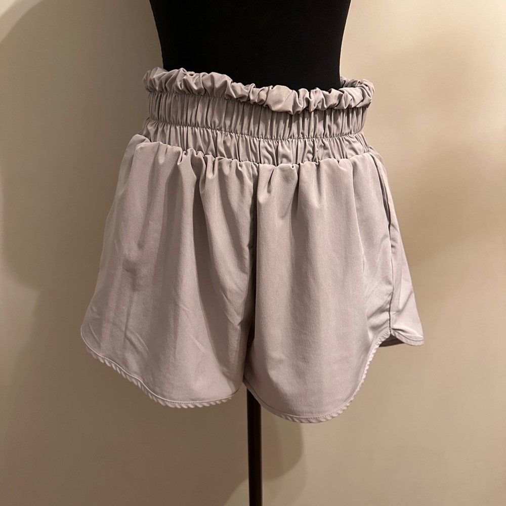 Women's Gray Ruffled Shorts